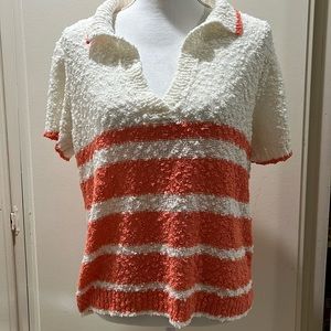 Y2K Vintage White & Orange Sweater, XL (B1)